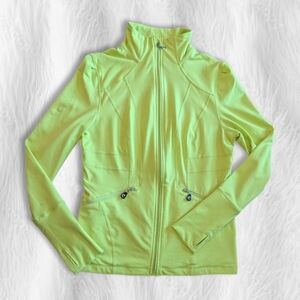 Core by Andrea Lovine quick dry bright yellow zip up yoga jacket with peplum